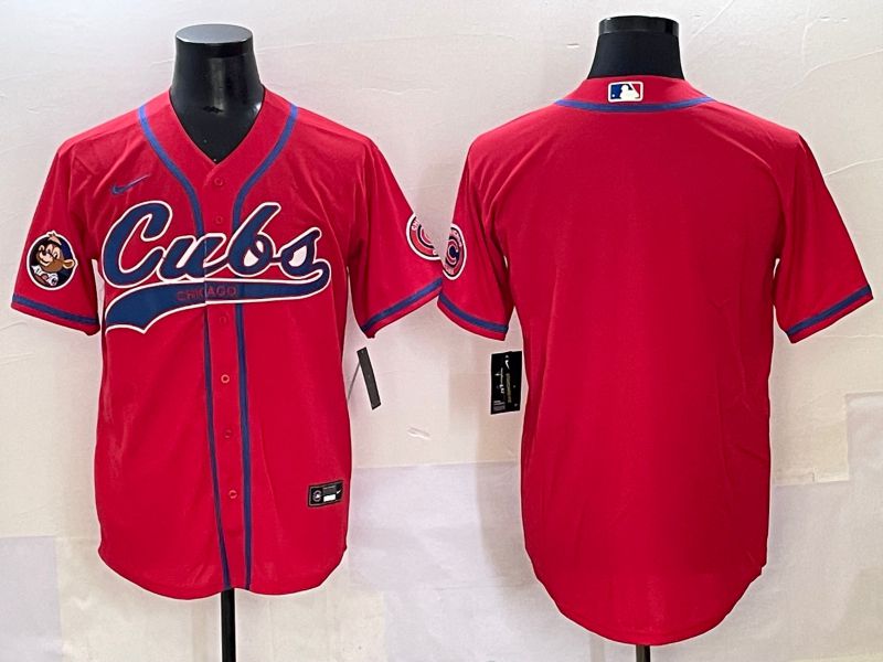 Men 2025 Chicago Cubs Blank Red Joint Name Nike MLB Jersey style 2